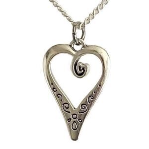 ATT 2 Sterling 925 Silver Swirling Heart Necklace